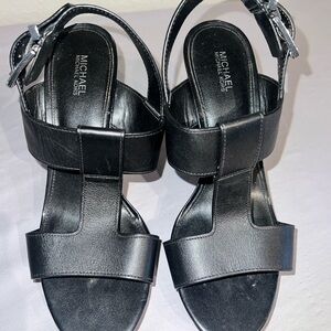 Michael Kors Black Leather Sandals